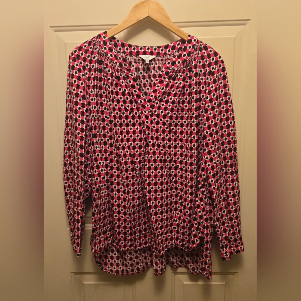 Crown & Ivy Pink and Black Patterned Blouse